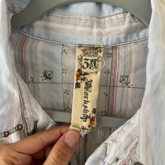 Johnny was striped studded embroidered‎ button down - Picture 12 of 12